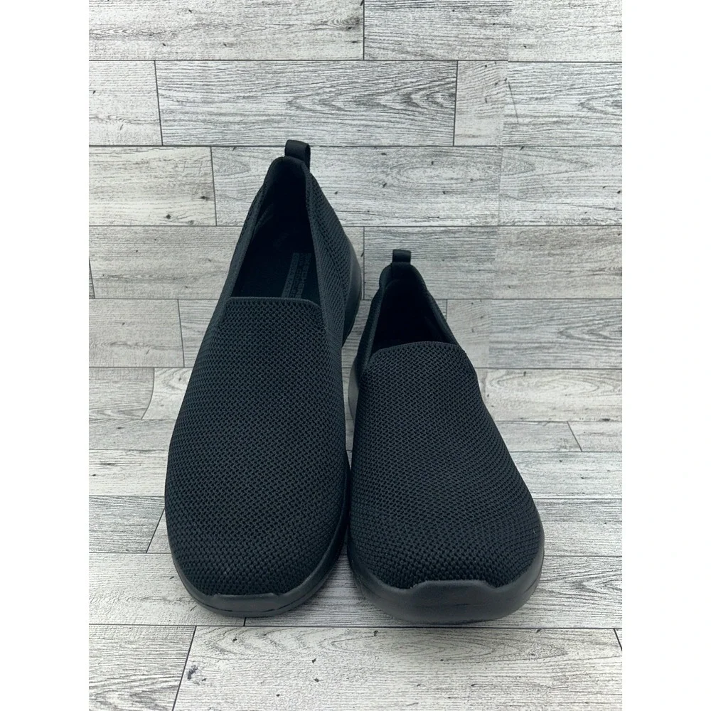 Skechers Go Walk Joy Stretch Fit Black Slip On Shoes 124187W Womens Sz 9.5 Wide